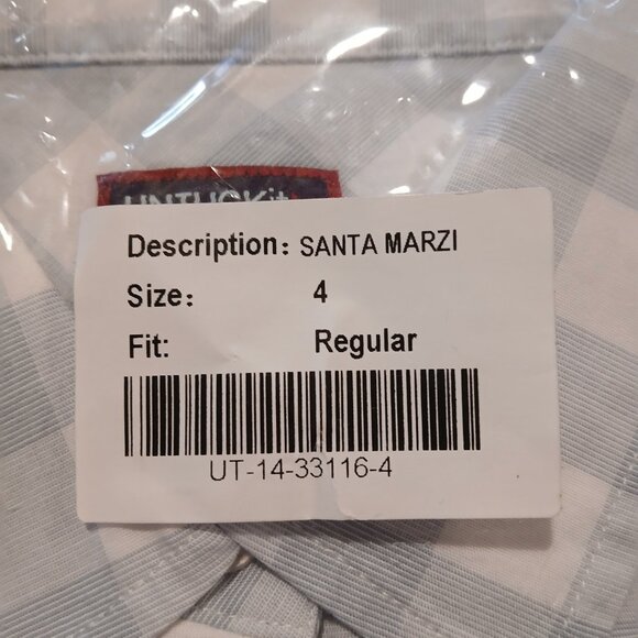 Untuckit  Santa Marzi Women's  Blue and White Plaid Long Sleeve Button D… - Picture 3 of 5